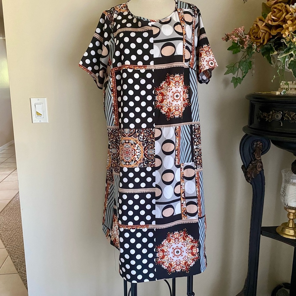 Printed soft A-Line Dress polka dot XXL